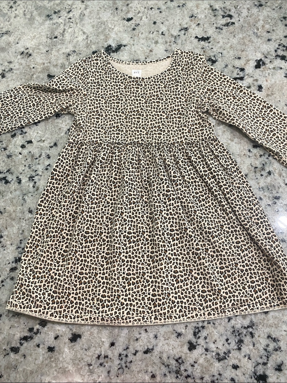GAP Girls 5t Beige and Brown Leopard Print Long Sleeve Dress